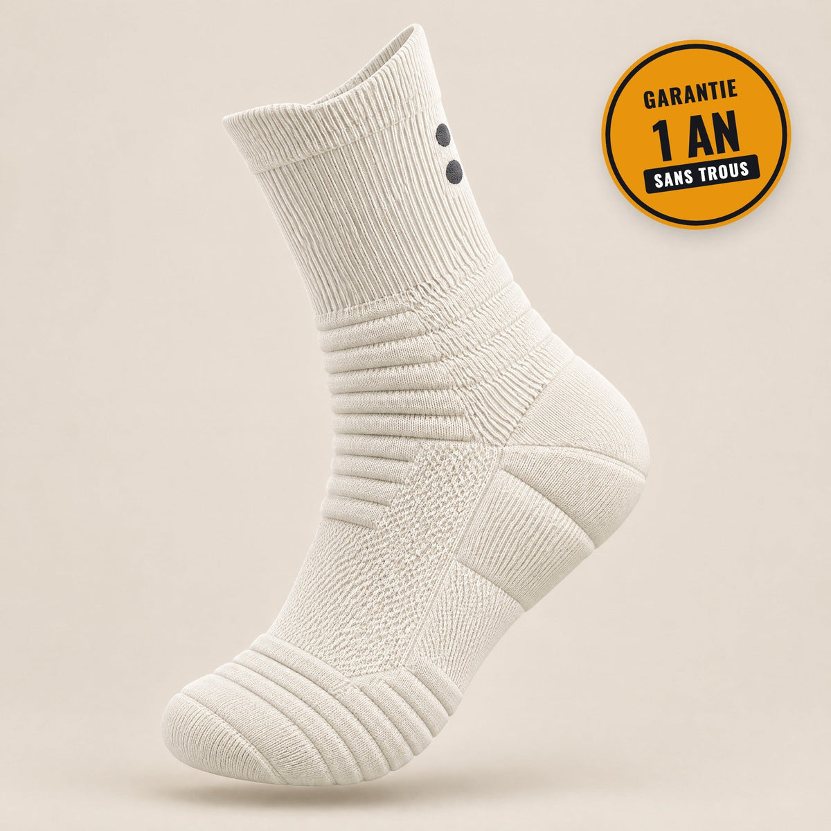 Chaussette de travail MistrGear blanche, garantie 1 an sans trou