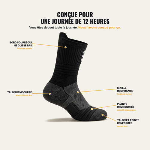 Chaussette de travail MistrGear, conçue pour une journée de 12 heures