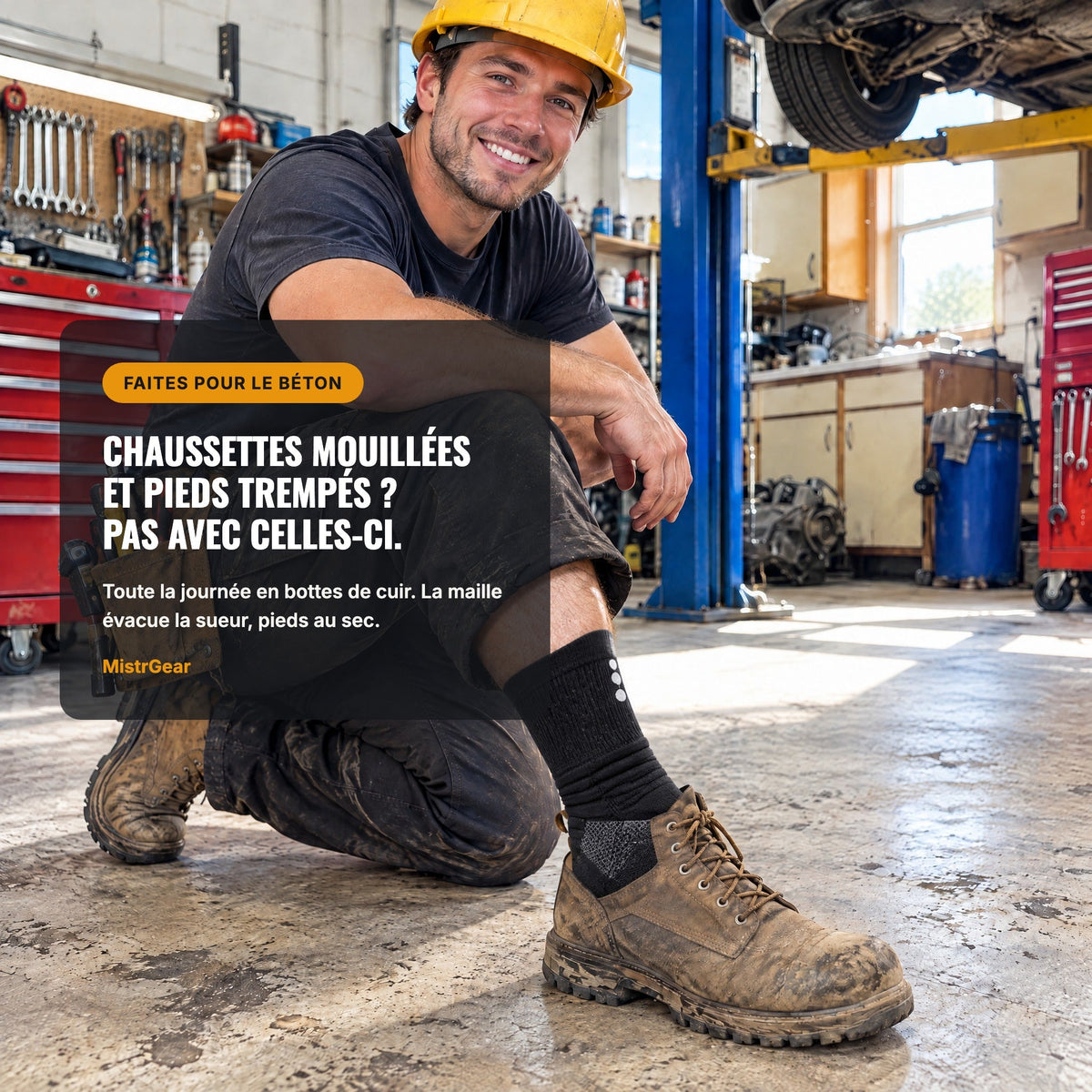 Faites pour le béton : chaussettes sèches toute la journée, MistrGear